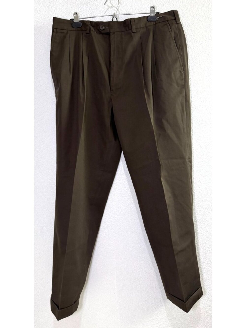 John W. Nordstrom Brown Pleated Pants Stain Resistant Cotton Blend Mens 38 X 30